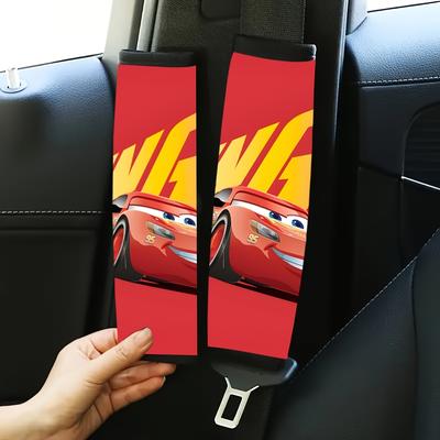 TEMU 1/2pcs Cars Car Seat Belt Cover - Soft Polyester Shoulder Pad With Cartoon Design, Cars, Comfortable Driving Accessory, Seat Belt | Design|universal Fit, Seatbelt Strap Cover Image