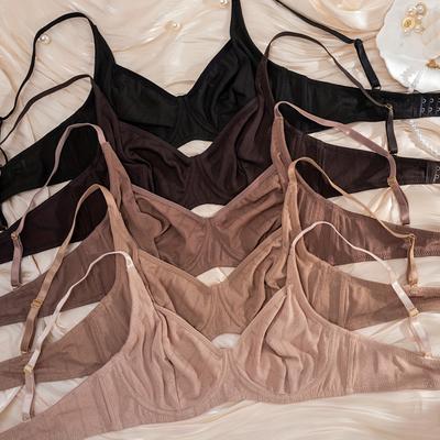 TEMU Set Of 5 Women' Color Thin Cup Underwire Comfortable Bras Image