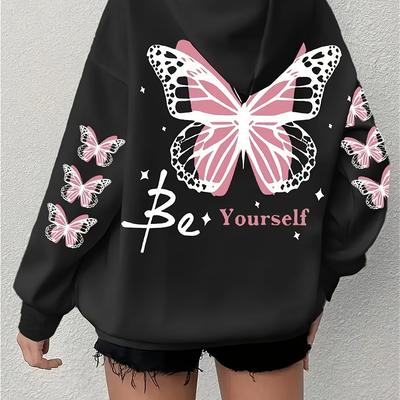 "TEMU Women's & "" Motivational Hooded Sweatshirt - 100% Polyester, Machine Washable, Fall Winter , Middle Eastern-, Pink & Gray Color Block, 250gsm" Image
