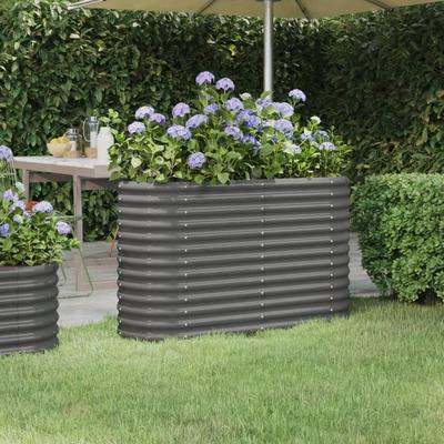 TEMU Raised Bed Powder-coated Steel 114x40x68 Cm Grey Image