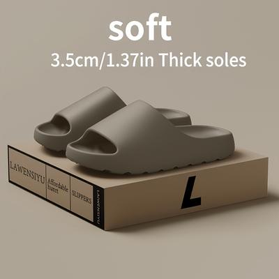 TEMU Men' Color Breathable Thick Slides, Casual Round Toe Eva Slides, Anti-slip, Anti-odor, Indoor Shoes For Men Image