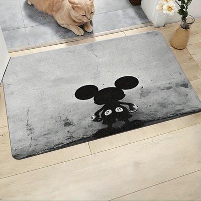 "TEMU & Mouse Doormat - Non-slip, Easy-clean Polyester Welcome Mat For Home Entry, Bedroom, Bathroom - Stylish Black & With "welcome" Text, Bathroom Rugs Hydd0319b, Bathroom Mat" Image
