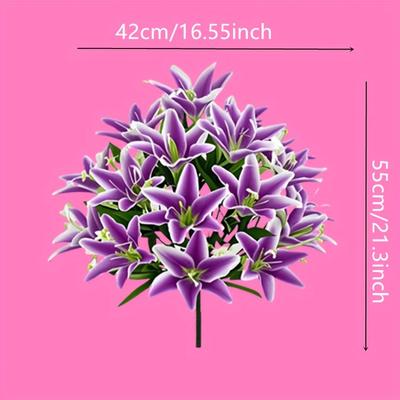 TEMU 18-head Artificial - Realistic For Weddings, Parties & Home Decor - Low-maintenance Plastic Flowers For Outdoor Garden & Seasonal Celebrations (vase Not Included), Artificial Outdoor Flowers Image