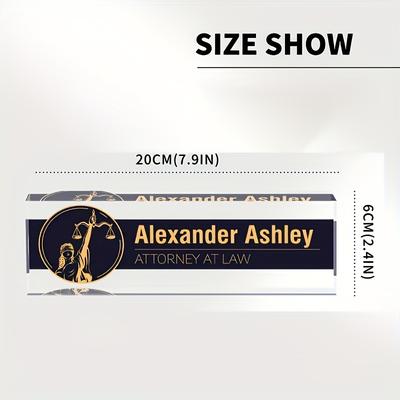 TEMU 1pc Custom Acrylic Desk Nameplate With Scales Design - Personalize & For , Bosses, Teachers, Doctors - Decor & Employee Appreciation Gift For Christmas, Valentine's, Thanksgiving, Graduation Image