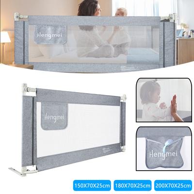 TEMU Bed Rail 150cm/180cm/200cm Bed Guard Rail For Children And Babies, Fall Protection Bed, Children's Bed, Parent's Bed, Height-adjustable Rail Protection 73-93 Cm, Grey Image