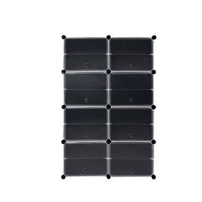 TEMU Plastic Shoe Rack, Diy Shoe Cabinet, Shoe Rack With Door, Black, Shoe Rack For Shoes, Bags, Tools, Slippers Storage Image