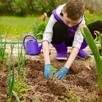 TEMU 3-pair Garden Gloves, Latex Material, Puncture-resistant Latex Gloves With Rubber Bands, Protective Gloves With Dinosaur, Tiger And Frog Patterns Image