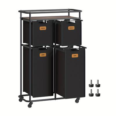 TEMU Laundry Sorter Laundry Separator With Wheels 150 L Laundry Baskets Movable Laundry Cart With Shelf 4 Removable Bags 6 Labels Image