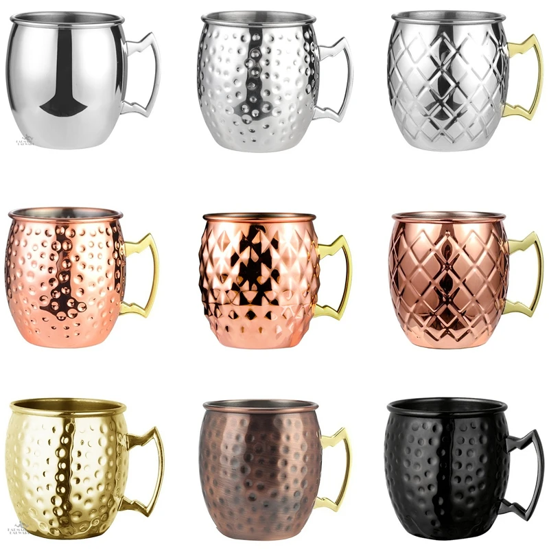 1 Stück Cocktailbecher, 550 ml, gehämmerter, verkupferter Moskauer Mule-Becher – Bier-/Kaffeetasse für mehr Geschmackserlebnis, Tazas Drinkware Image