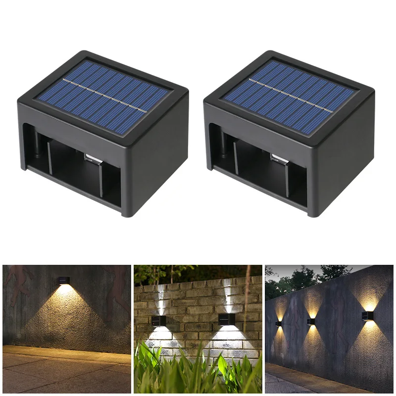Solar-Wandleuchte für den Außenbereich, wasserdicht, LED-Wandfluter, Innenhof, Villa, Zaun, Dekor, 2 Modi, Strahler für Torwände, Balkon, Garten