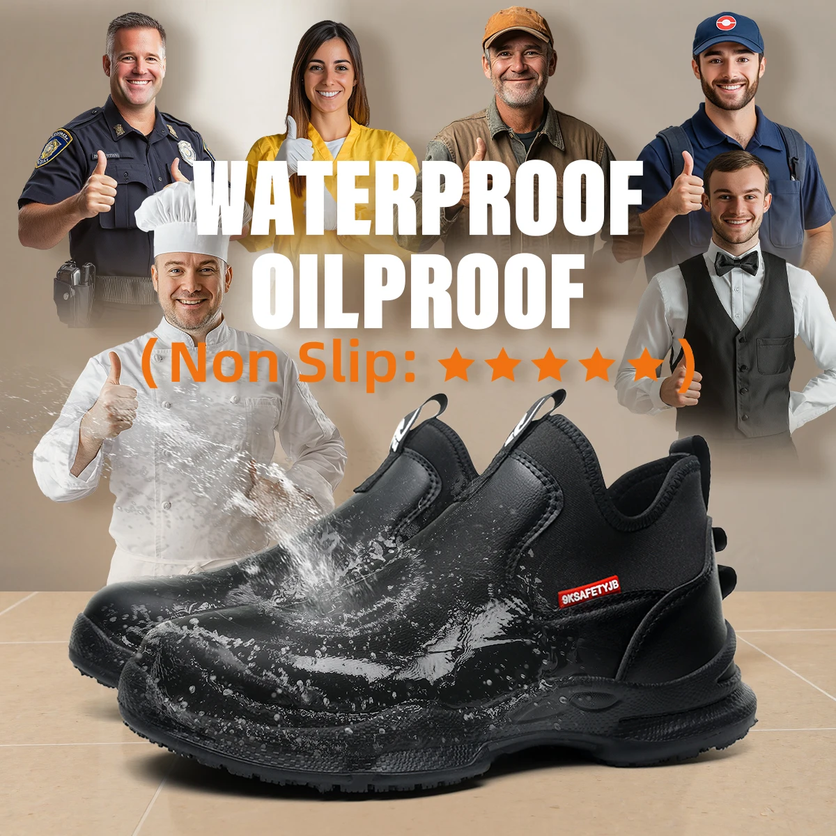 DESAI Kochschuhe, rutschfest, verschleißfest, bequem, atmungsaktiv, wasserdicht, Herren-Arbeitsschuhe Image