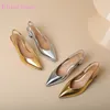2025 sommer Neue Süße Gold Silber Frauen Slingback Pumps Spitz High Heels Dame Schuhe Plus Kleine