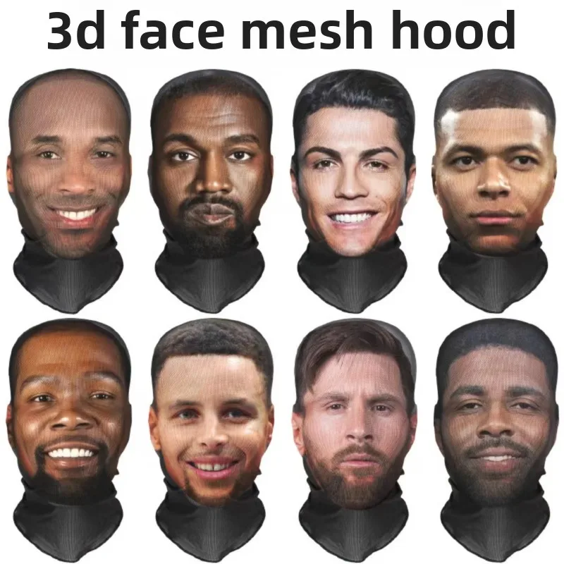 Bedrucktes Parodie-Gesichtshandtuch, Promi-Gesicht, vollständige Abdeckung, atmungsaktive Maske, lustiges Vollgesichts-bedrucktes Outdoor-Hip-Hop-Kappen für Party, Festival