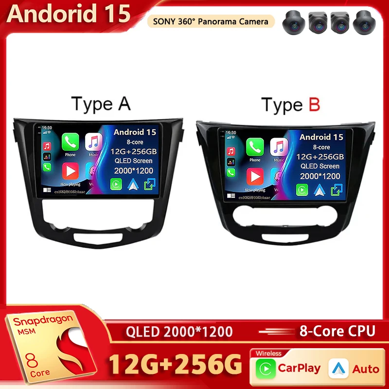 Android 15 Für Nissan X-Trail Xtrail X Trail 3 T32 2013-2017 Qashqai 2 J11 Multimedia-Player Carplay auto Auto Radio GPS video Image