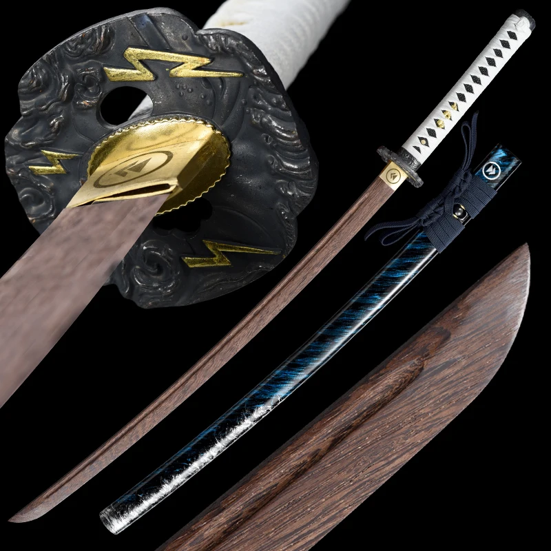 Japanische Samurai-Schwerter, Holzklinge, fertiges Training, echte handgefertigte Full Tang Ghost of Tsushima Katana, mehrere Materialwahl Image