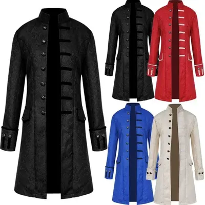 Herren Steampunk Trenchcoat/Hemd Vintage Prinz Mantel Mittelalter Renaissance Jacke Viktorianisch Edwardian Cosplay Kostüme Image