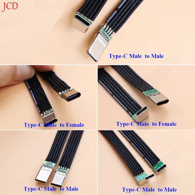 USB 3.1 Typ-C flaches flexibles Kabel 40K 60Hz Typ-C Stecker auf Stecker/Buchse Daten L-förmiges Image
