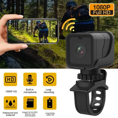 1080P Handlebar Camera Loop Recording Camera Anti Shake Support 256GB Card 120 Degree Wide Angle ABS for Photography