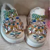 Dicker Boden, super Luxus-Kristallkette, Stein, bequeme Schuhe, handgefertigte Low-Top-Schnürschuhe, lässige Sport-Damenschuhe, Größe 35–40