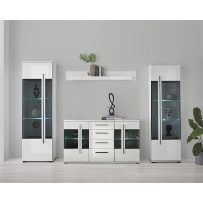 Wohnwand INOSIGN "Cantara, moderne Anbauwand, Wohnzimmer-Set, in Eiche Evoke oder Weiß", weiß, B:290cm H:270cm T:42cm, Holzwerkstoff, Kastenmöbel-Sets, enthält zwei Vitrinen, ein Sideboard und ein Wandboard Image