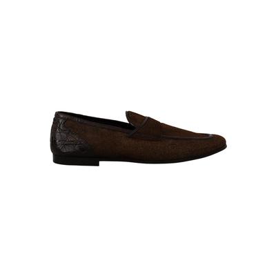 Dolce & Gabbana Herren Schuhe Dress Loafers Brown Leder Slipper Image