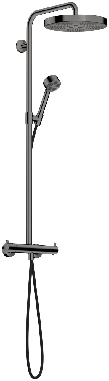 Hansgrohe Showerpipe AXOR One mit Thermostat, Kopfb. 280 1jet EcoSmart polished black chrome, 48795 48795330 Image