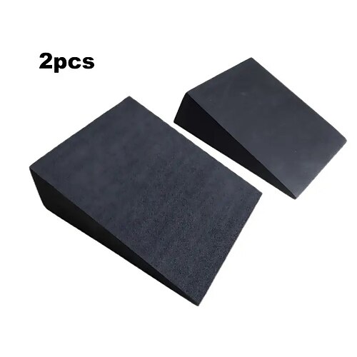 1 Paar weiche Yoga-Keilblöcke aus EVA, schwarze Schrägblöcke aus Schaumstoff für Handgelenkstütze, Gleichgewicht, Dehnung, Pilates, Kniebeugen, Liegestütze und Fitnesstraining Image