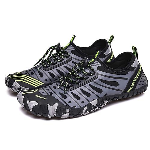 Herren Sneaker Barfußschuhe Upstream-Schuhe Canyoning PU Leder Netz Bequem Rutschfest Atmungsaktiv Schnürung Rot Grau Blau Grau Sommer Frühling