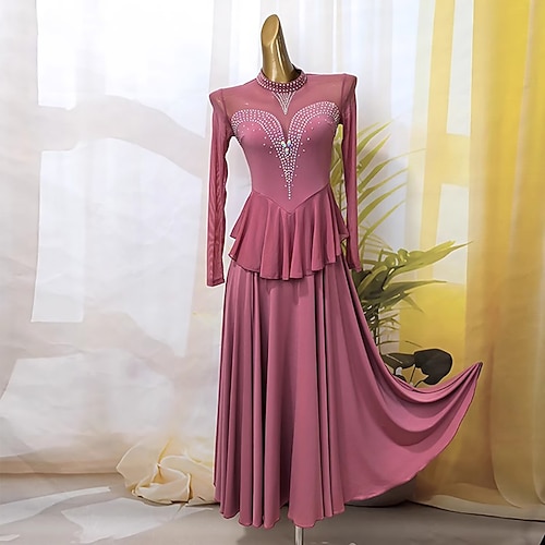 Gesellschaftstanzkleid für Damen, Wettkampf-Modern-Tanzkostüme, Big Swing-Walzer-Tanzkleid, lange Ärmel Image