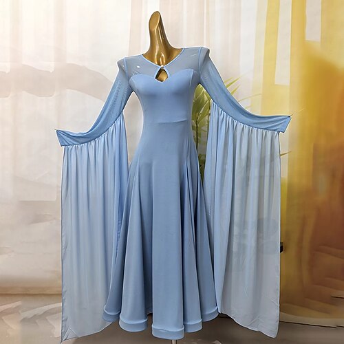 Ballsaal-Wettbewerbskleider für Frauen, Performance, langärmeliges modernes Kleid, Party, Walzer, Tanzkostüme Image