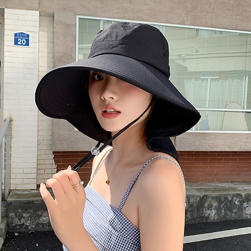 Super breite Sonnenhüte für Frauen UV-Schutz Strand mit Nackenklappe faltbarer Hut Sonnenumhüllungen im Freien Image