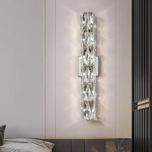 LED-Wandleuchte, warmweiß, Wandmontage, rechteckige Wandleuchten für den Innenbereich, elegante Kristall-Wandleuchten, rostfrei, 110–240V Image