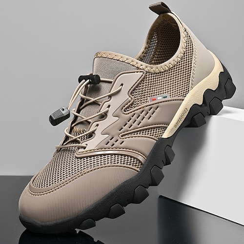 Herren Sneaker Upstream-Schuhe Canyoning Lässig Outdoor PU Leder Netz Atmungsaktiv Bequem Rutschfest Schnürung Schwarz Braun Khaki Sommer Frühling Image