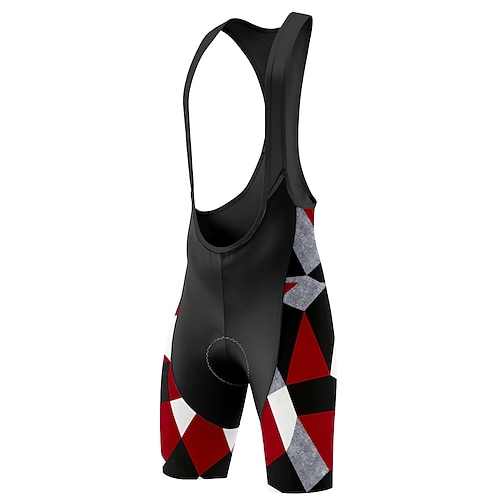Herren Grafik Geometrisch Fahrradträgerhose 3D gepolsterte Shorts Fahhrad Shorts Trägerhose Sport Sonnenschutz 3D-Polster Schnelltrocknend Feuchtigkeitsableitend Rot Bekleidung Fahrradbekleidung