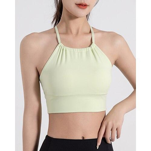 Damen BH-Oberteil Spag Überkreuzter Rücken Atmungsaktiv Einfach Sport Sportkleidung Schwarz Gelb Yoga Fitness Leger