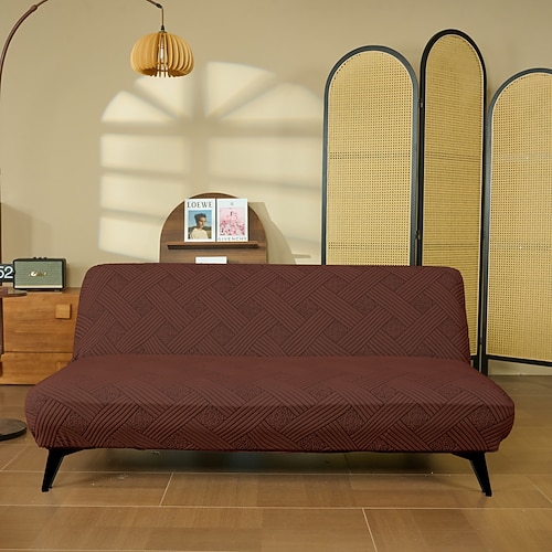 Stretch-Futonbezug ohne Armlehnen, Jacquard-Sofa-Bett-Schonbezüge, waschbarer Futon-Matratzen-Bettbezug, schmutzabweisender Möbelschutz mit elastischer Unterseite Image