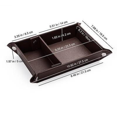 PU-Leder-Schreibtisch-Organizer-Tablett, Schlüsselhalter mit mehreren Fächern, Schmuck Make-up-Aufbewahrungstablett, hochwertiger Leder-Eingangsorganizer für Zuhause oder das Büro Image