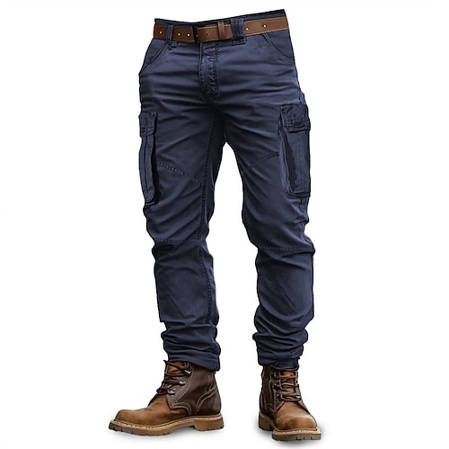 Herren Cargo-Hosen Taktische Hose Hose Wanderhose Knöpfe Mehrere Taschen Einfach tragbar Outdoor Campen und Wandern Lässig Athleisure Schwarz Armeegrün Image