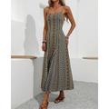 Damen Midikleid Freizeitkleid Sommerkleid Unterkleid Boho-Kleid Elegant Mode Modern Täglich Strand Wochenende Normale Passform Gestreift Ärmellos V Ausschnitt Rote Grün Sommer