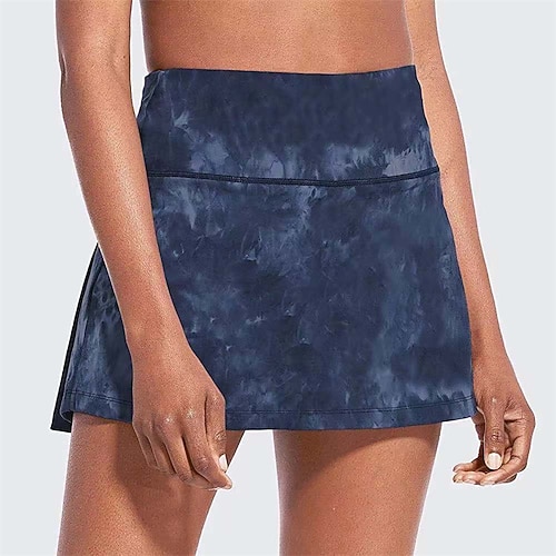 Damen Batik Lässiger Rock Tennisröcke mit Shorts Plissiert Schnelltrocknend Tennis Golfspiel Badminton Laufrock Schwarz Rosa Blau Spandex Tennisbekleidung Image