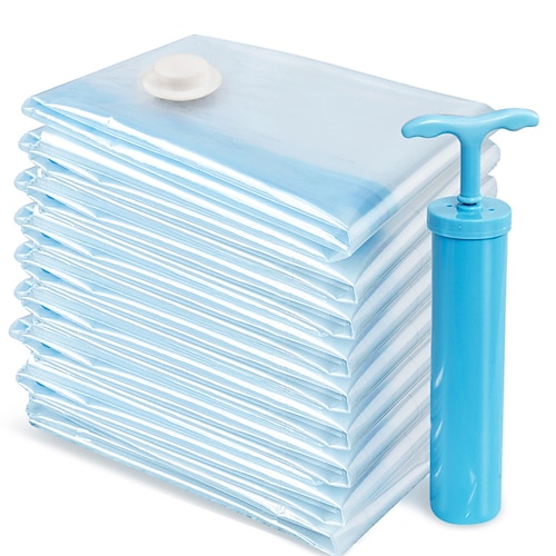 5er-Pack Vakuumbeutel für unterwegs mit Pumpverschluss, Beutel für Kleidung und Decken, platzsparende Aufbewahrung, Kompressionspackbeutel in Handgepäckgröße für Gepäck und Koffer Image