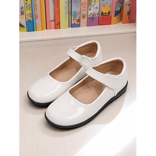 Schwarze Mary-Jane-Schuhe aus Lackleder für kleine Mädchen mit Klettverschluss – bequeme Schulschuhe für Grundschulkinder Image