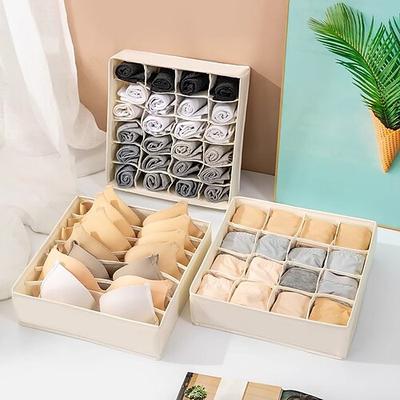 3er-Pack Socken-Unterwäsche-Schubladen-Organizer, faltbare Stoff-Schrankteiler für BHs, Höschen, Krawatten, Dessous, Kleiderschrank-Aufbewahrungsbehälter für Schubladen und Regale Image
