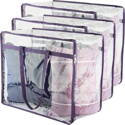 3er-Pack transparente Aufbewahrungsbeutel aus Vinyl mit Reißverschluss, 40 l, robuste Aufbewahrungsbeutel für Pullover, Decken, Bettdecken, Bettwäsche-Sets Image