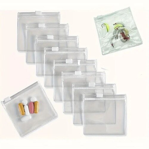 50 Stück durchsichtige Aufbewahrungsbeutel aus PVC mit Reißverschluss, kleine Plastikbeutel für Schmuck, Reiseutensilien, tragbare, von Hand waschbare Organizer-Taschen, langlebige Beutel mit Reißverschluss für Kosmetika und Accessoires