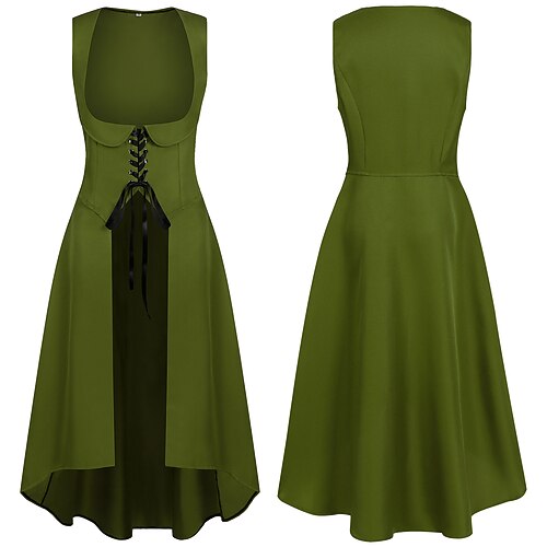 Mittelalterlich Renaissance Cocktailkleid Cosplay Kostüm Abschlussballkleid Wikinger Outlander Kostüm Damen Keltisch Seeräuber Steampunk Maskerade LARP Renaissance-Messe Festival Erwachsene Kleid Image