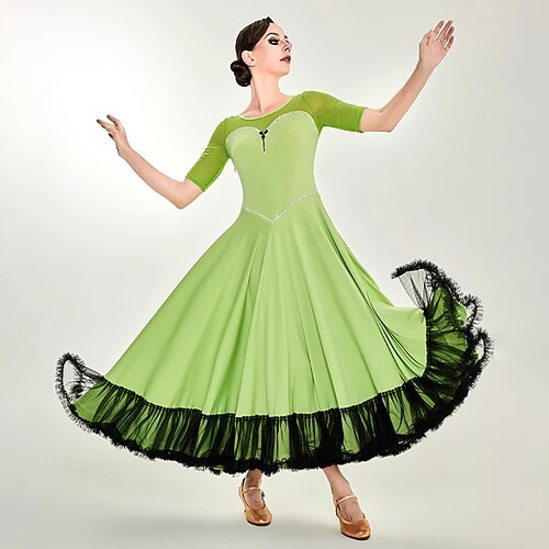 Ballsaal Tanzwettbewerb Kleid Damen Performance Modern Dancewear Kleidung Kurzarm Walzer Standardkleid Image