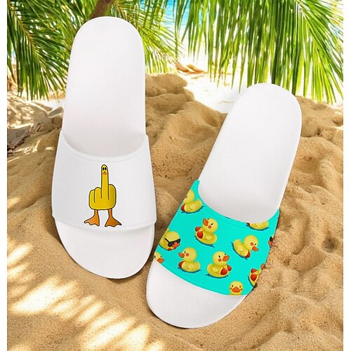 Herren-Sandalen mit Enten-Print – entspannter und cooler Style für Männer bei sommerlichen Strandausflügen, Grillabenden und zwanglosen Treffen im Freien Image