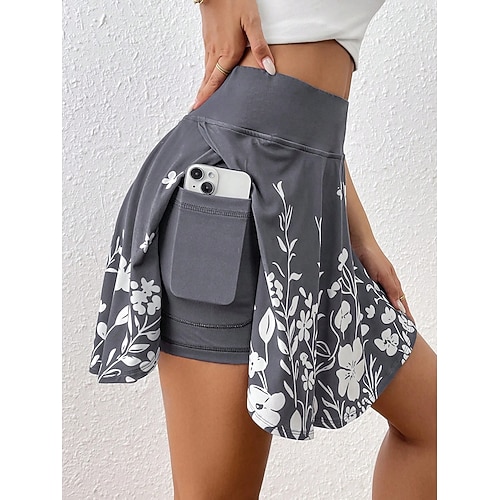 Damen Kurze Rock Culottes Schlank Mode Lässiger Mini Hohe Taille Röcke Florale Grafik Dehnbar täglich Pink Marineblau Himmelblau Grau Sommer Polyester Image