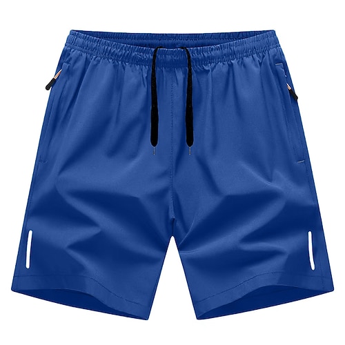 Herren Shorts Sommershorts Freizeitshorts Kordelzug Tasche Elastischer Bund Einfach Komfort Atmungsaktiv Knielang Outdoor Urlaub Sport Lässig Meerblau Schwarz Image
